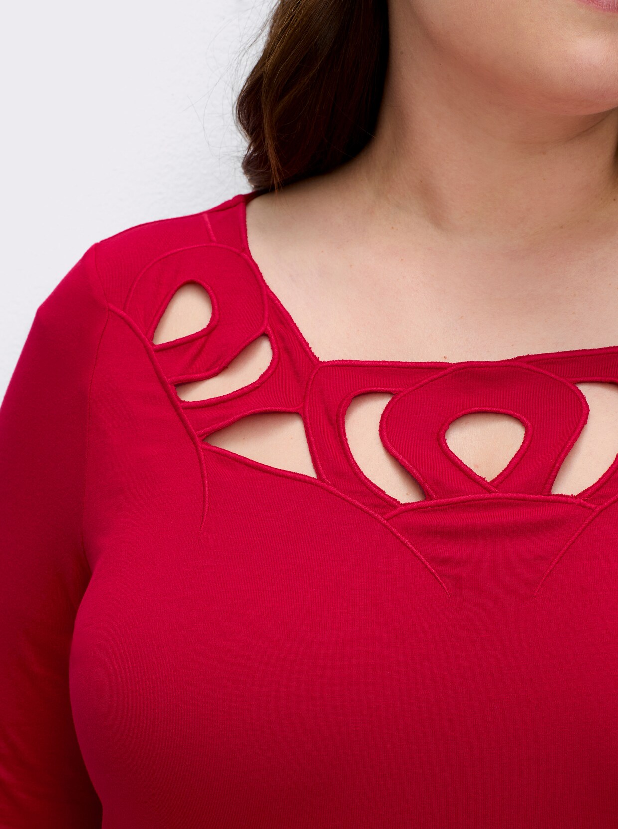 3/4-Arm-Shirt mit Cut-Outs - rot
