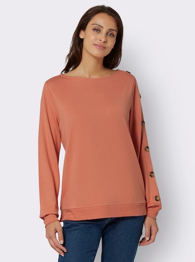 Sweatshirt mit angerauter Innenseite - papaya