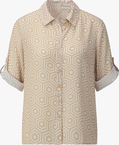 Hemdbluse - ecru-sand-gemustert