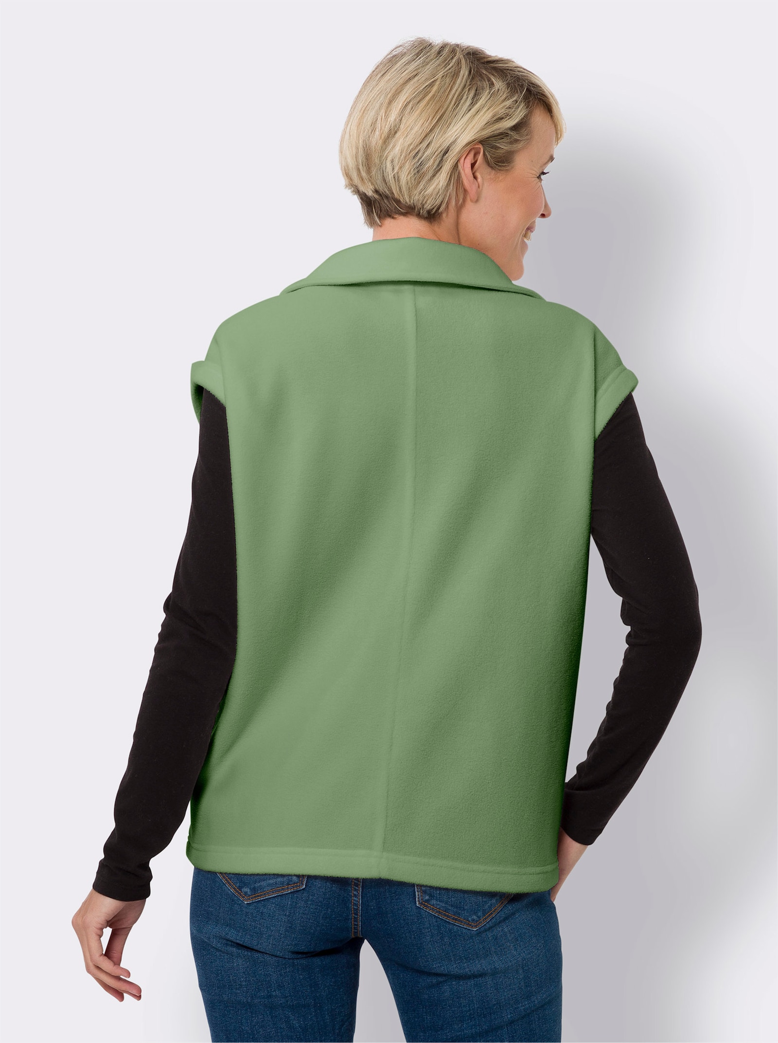 Fleeceweste mit überschnittenen Schultern - eucalyptus