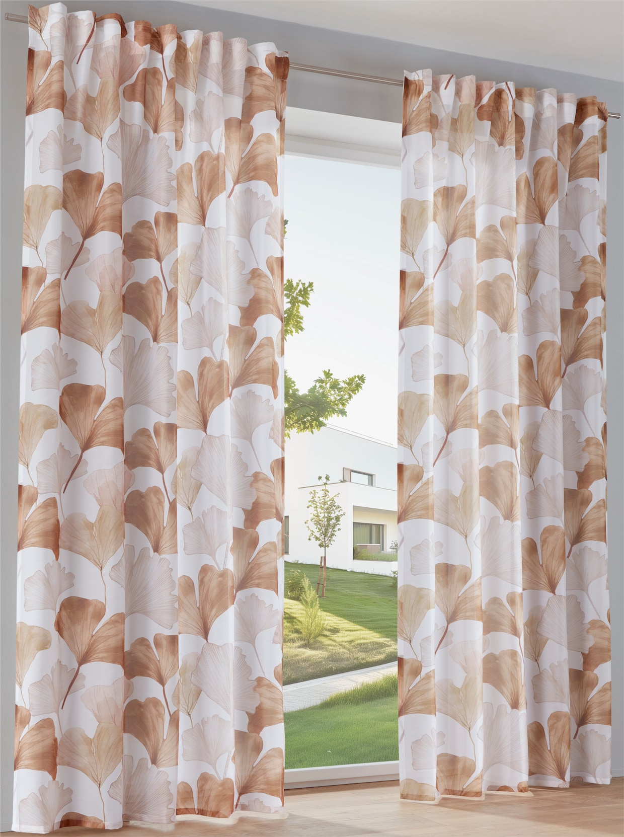 heine home Decoratieve vitrage - wit/bruin