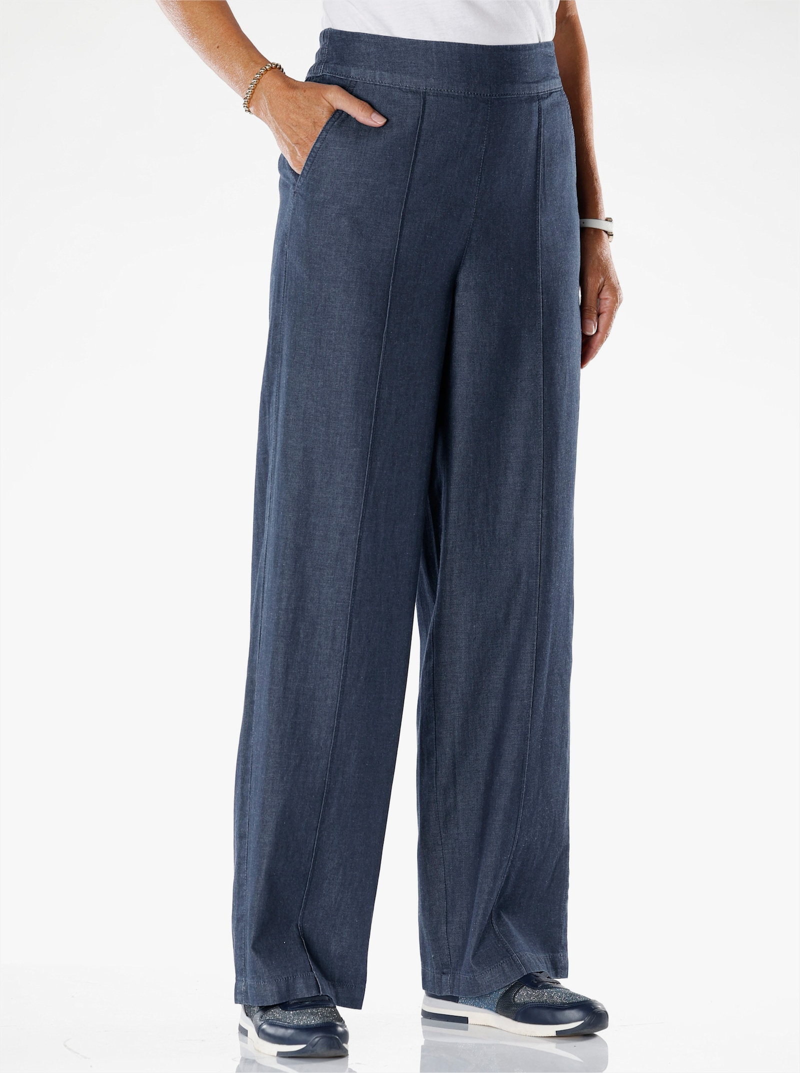 High waist jeans met wijde pijpen - dark-blue