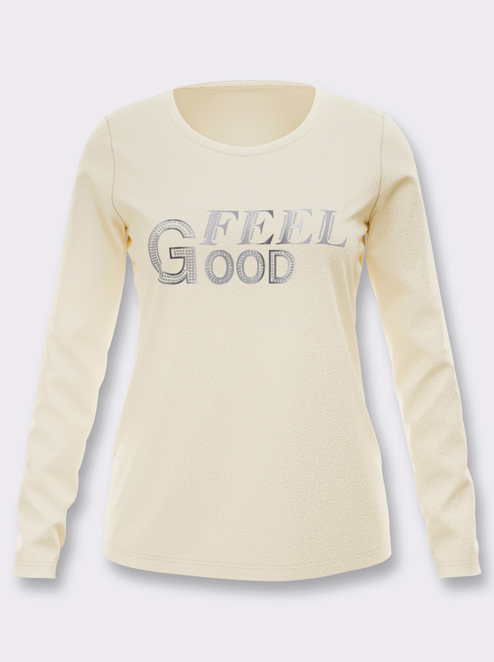 heine Langarmshirt mit Glitzersteinchen - champagner