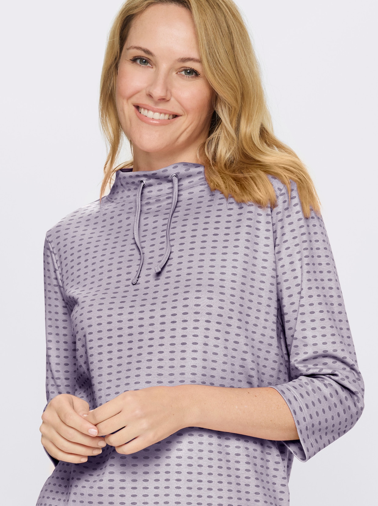 Sweatshirt mit Stehkragen - flieder-feige-bedruckt