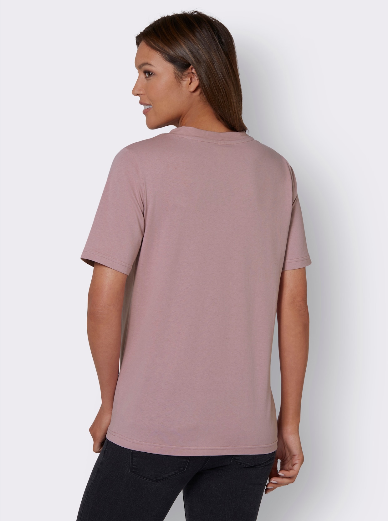 Shirt met V-hals - roze geprint