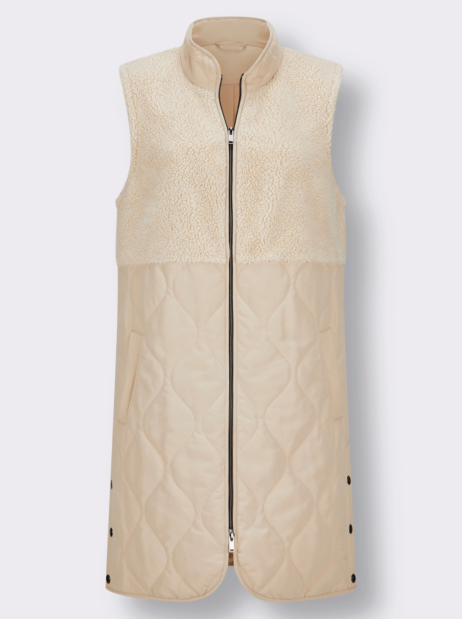 Lang vest met teddyfleece en watté - zand