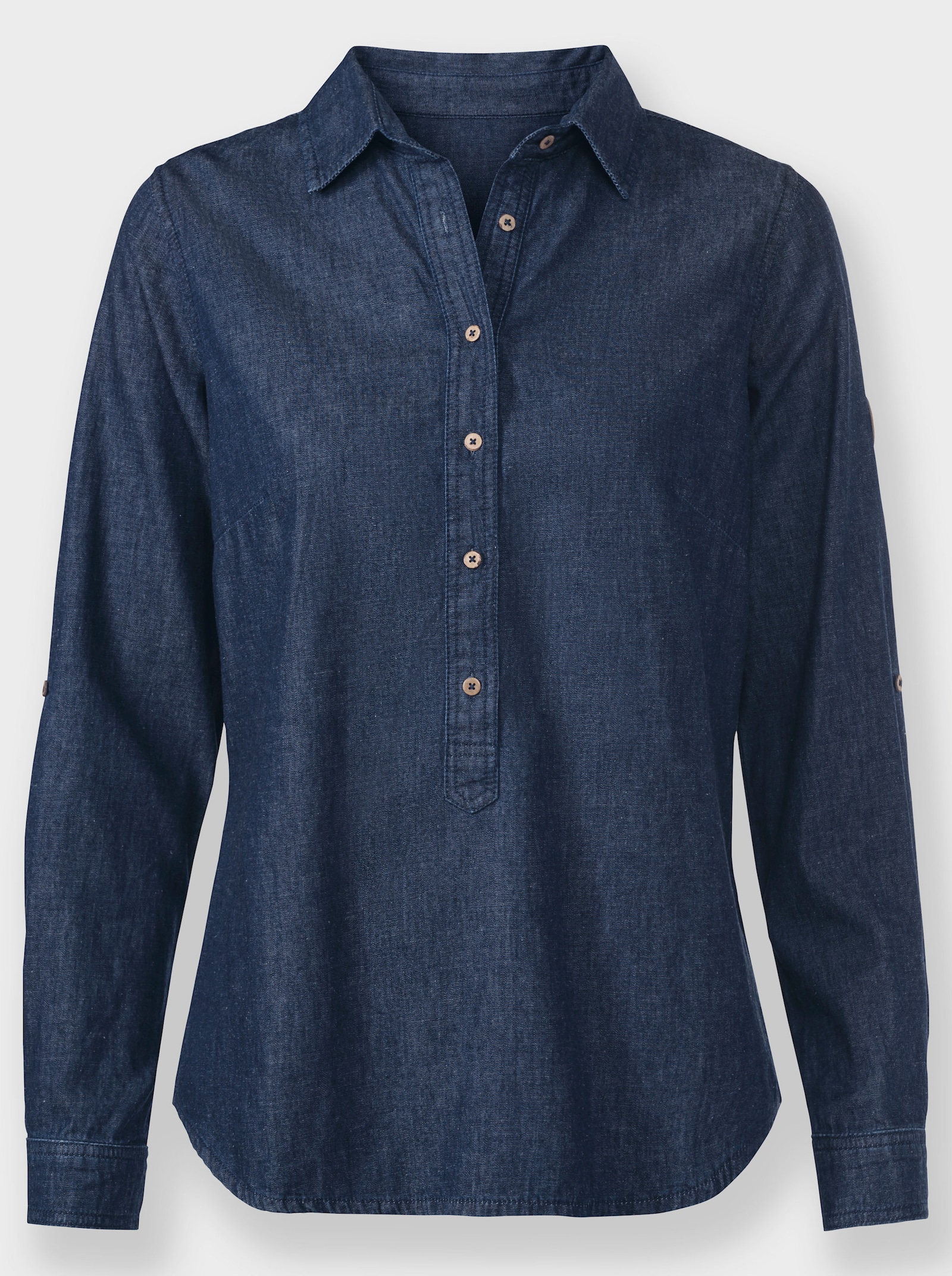  Jeansbluse mit Kellerfalte hinten - blue-stone-washed