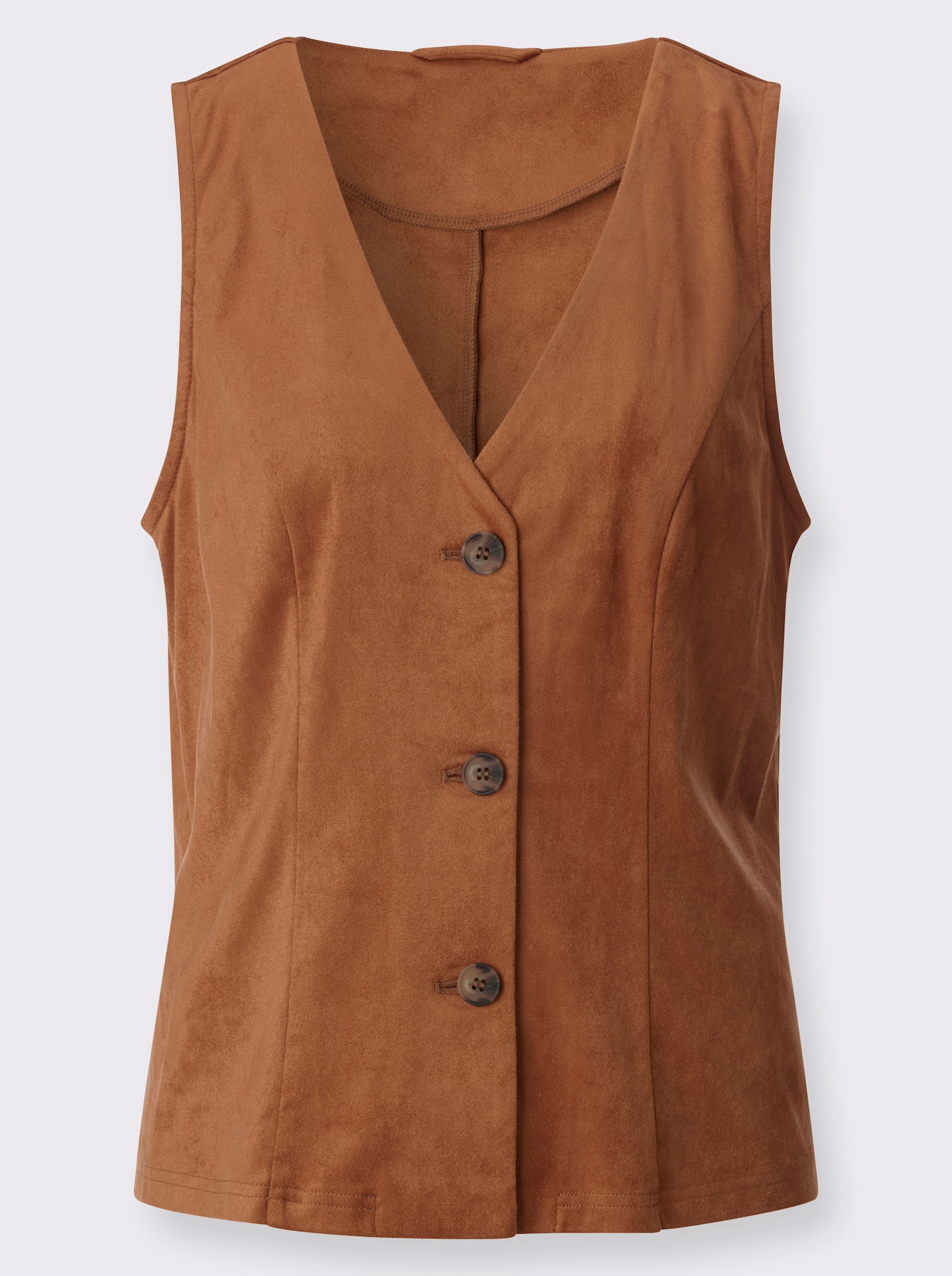 Lederimitatweste mit V-Ausschnitt - cognac