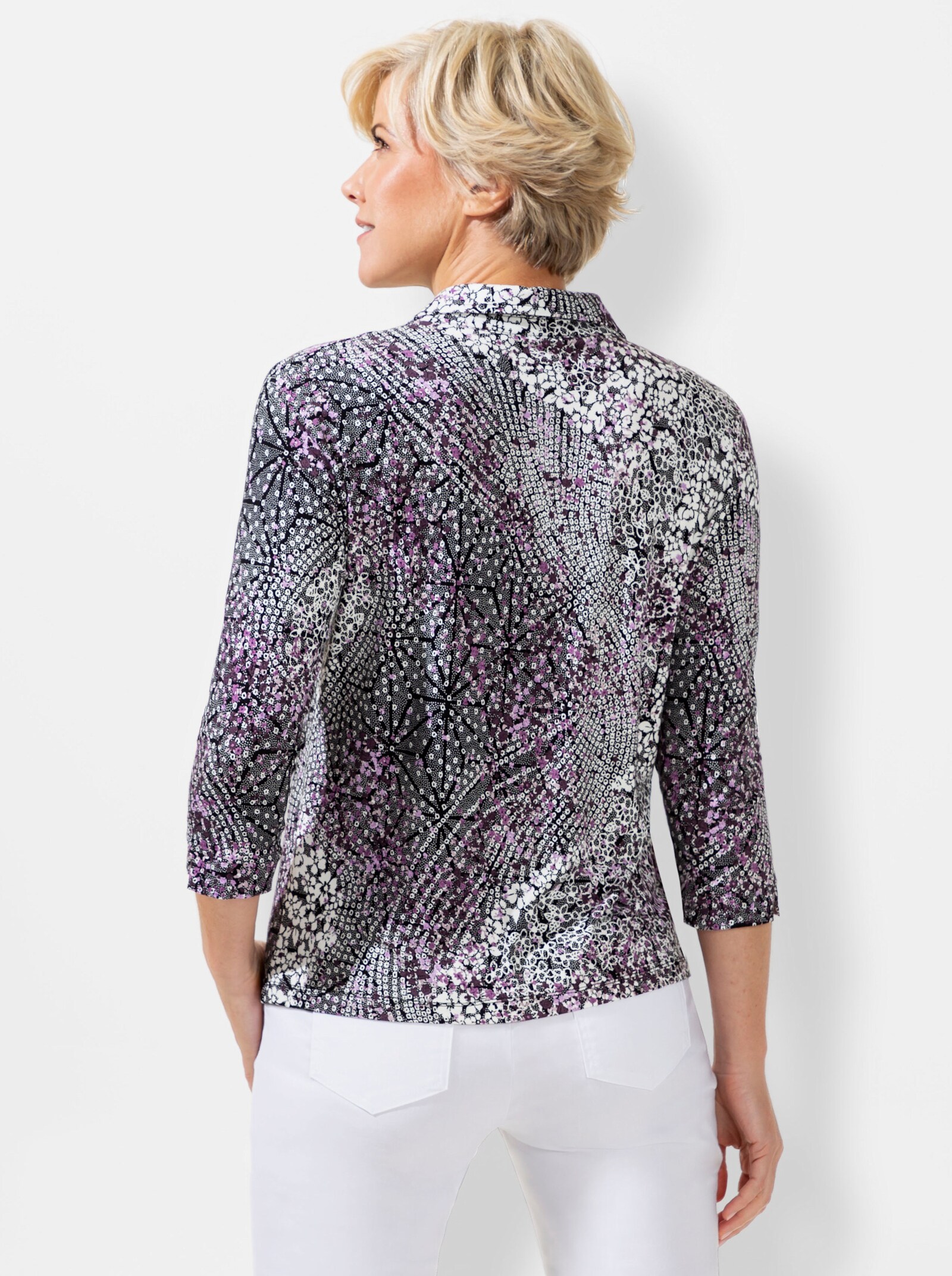 Poloshirt met print - orchidee geprint