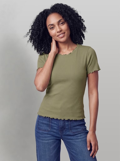 heine Rippshirt mit Wellenkanten - khaki