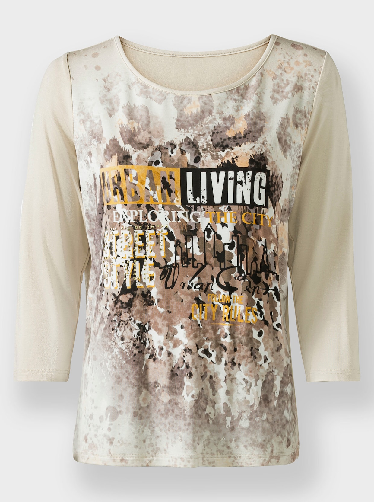 heine Shirt met print - zand/oker gedessineerd