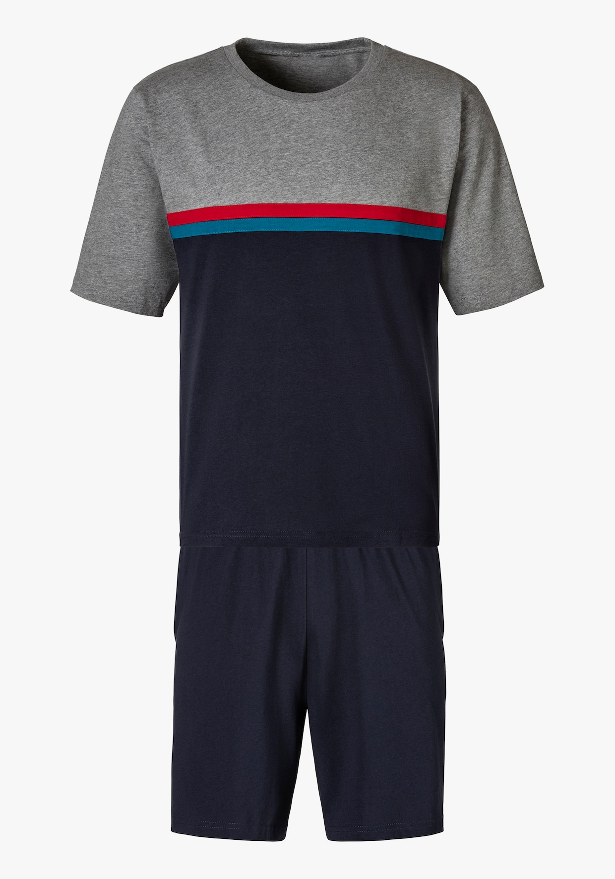 Pyjama - grau-meliert-navy
