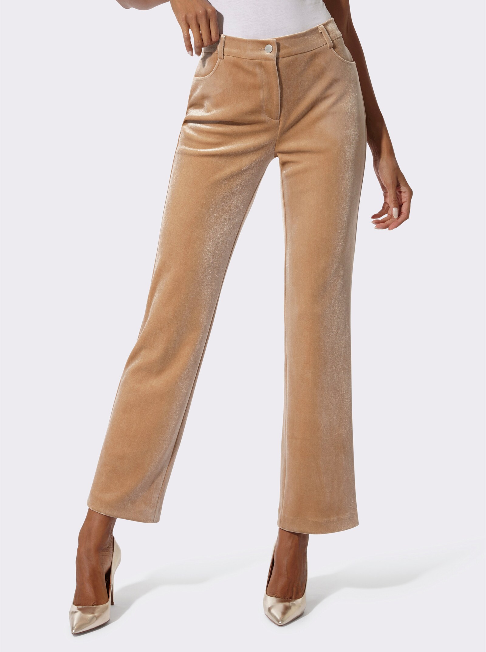 Samthose in weicher Qualität - camel