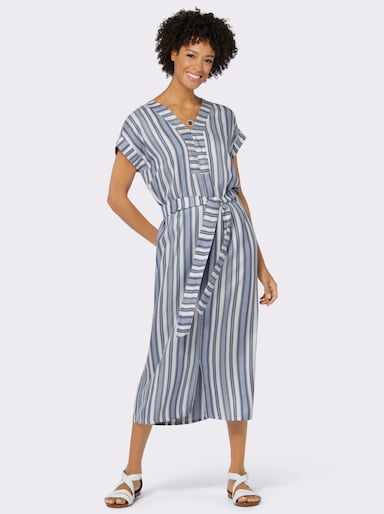 Sommerkleid in Schlupfform - jeansblau-weiß-gestreift