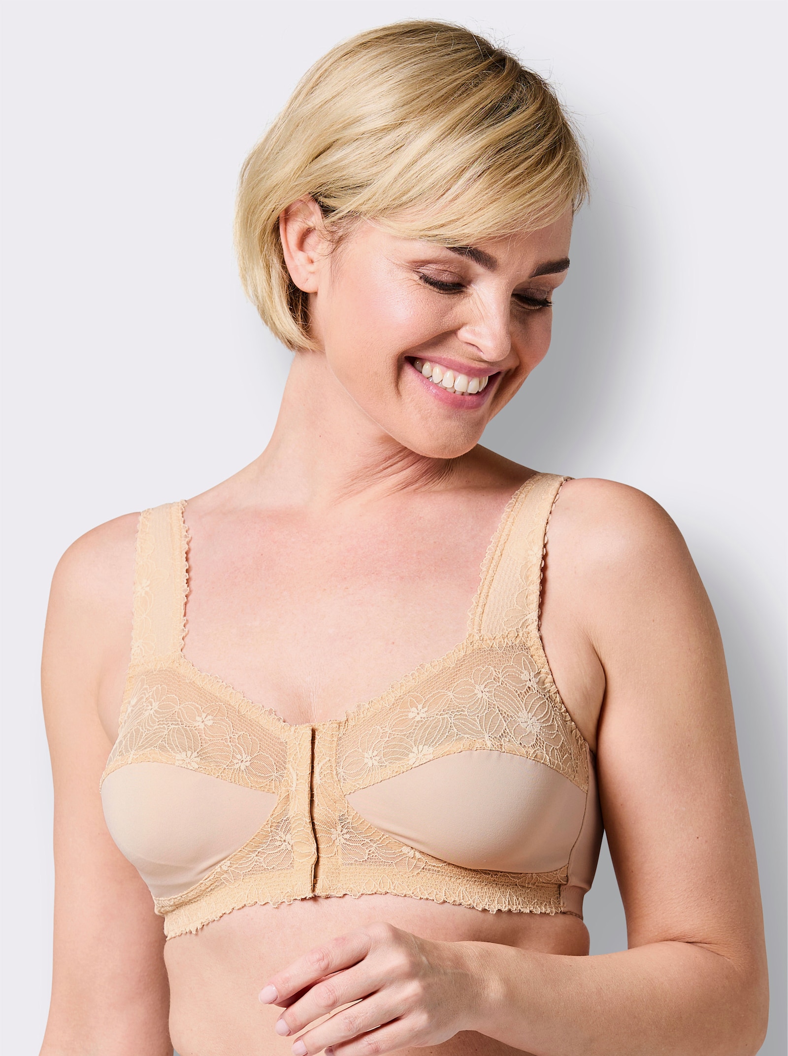 wäschepur Vorderverschluss-BH ohne Bügel - elfenbein