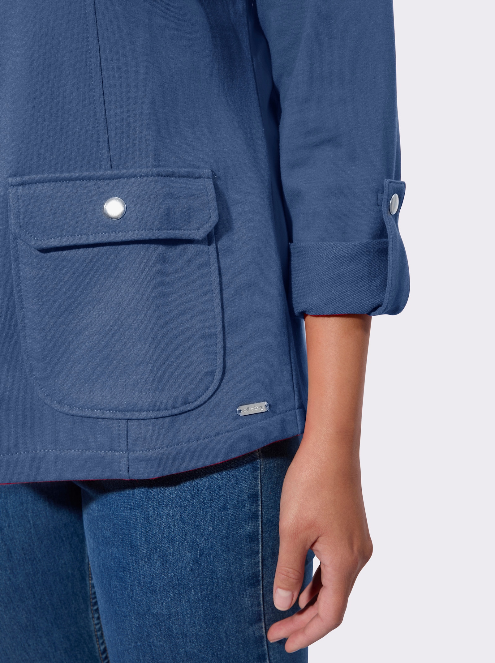 Shirtjacke mit Druckknopf-Verschluss - jeansblau