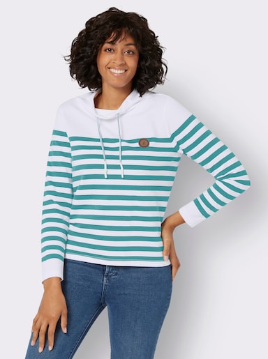 Sweatshirt - weiss-ozean-geringelt