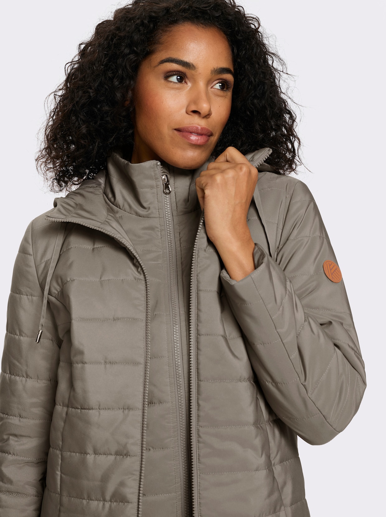 Longjacke in 2-in-1-Optik - taupe