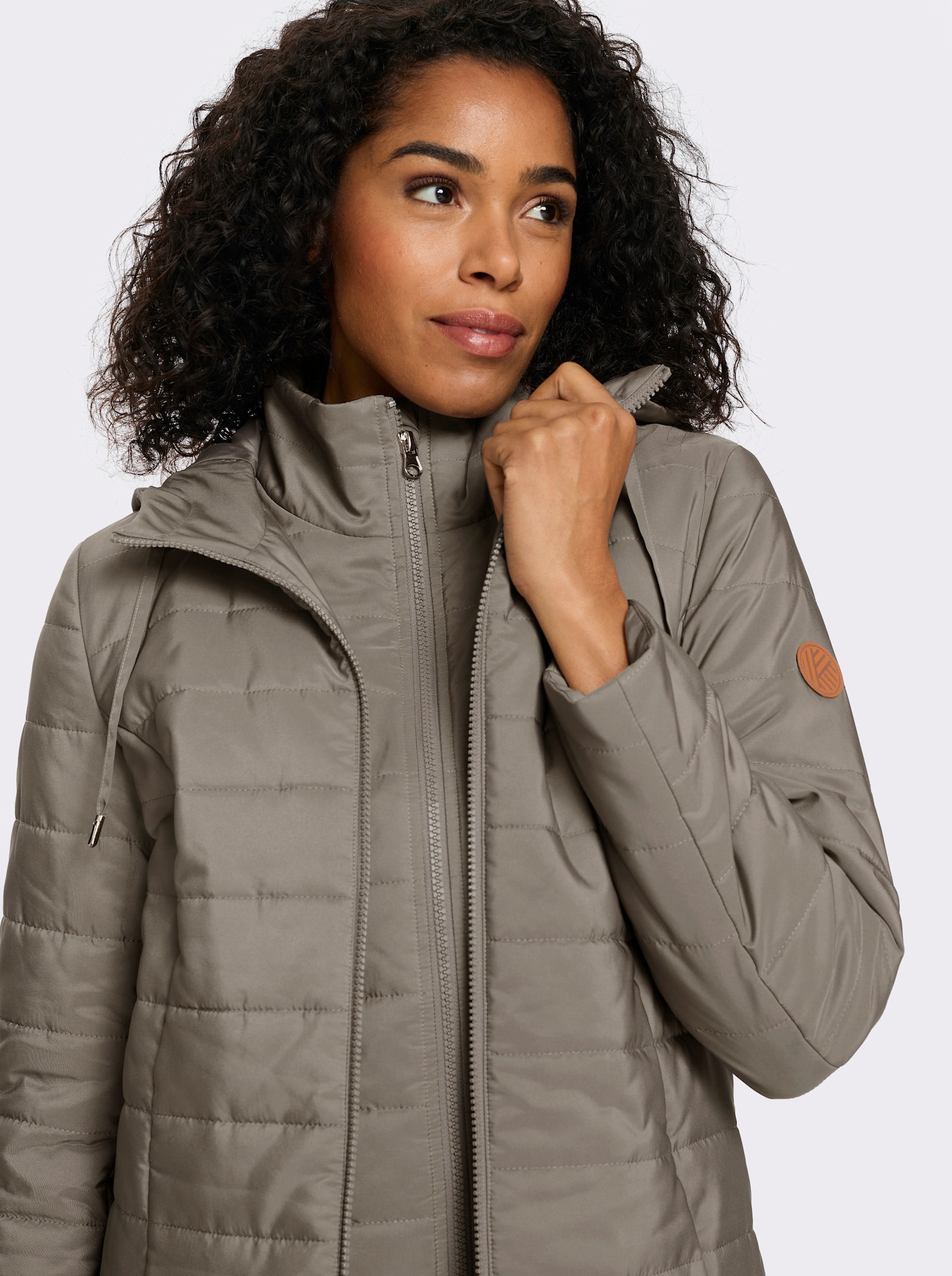 Longjacke in 2-in-1-Optik - taupe
