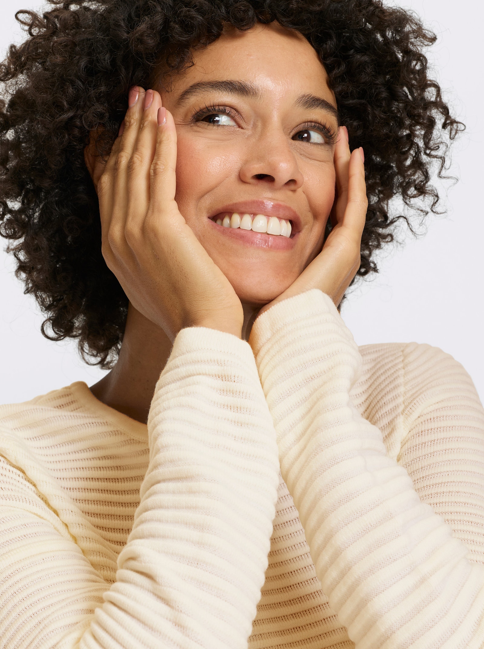 Svetr s dlouhým rukávem s žebrováním - ecru