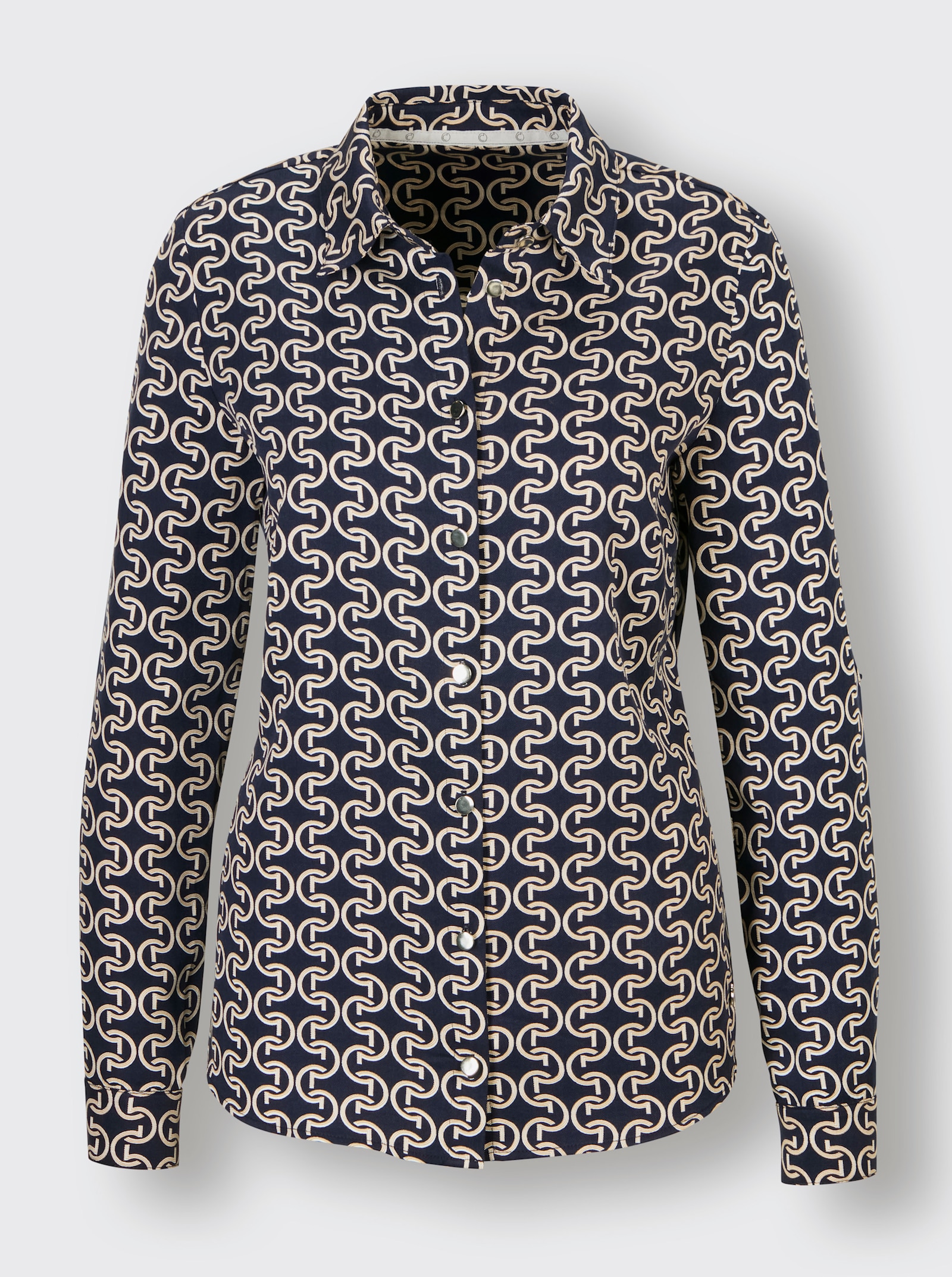 CREATION L PREMIUM Hemdbluse in Lyocell-Qualität - marine-camel-bedruckt