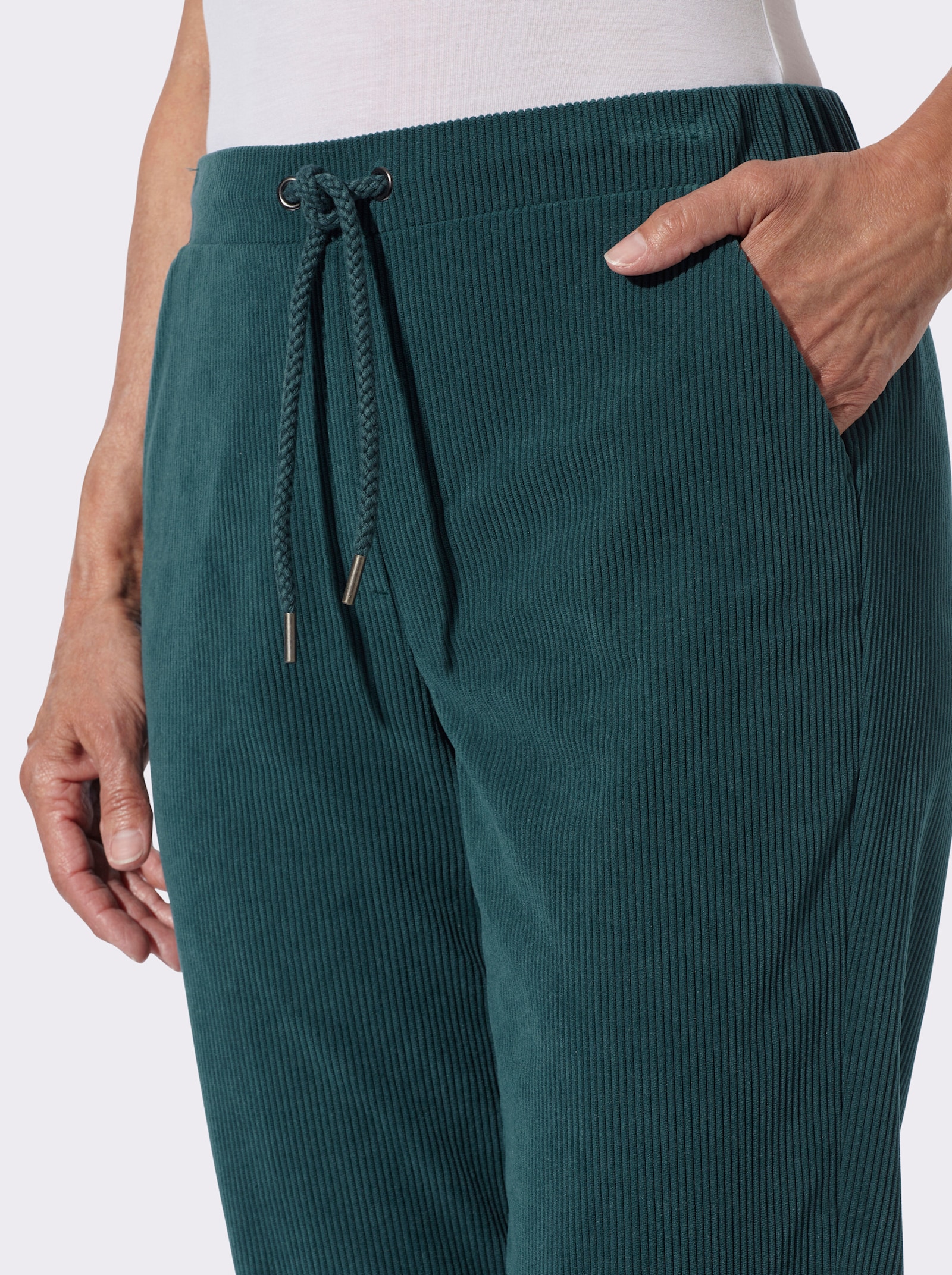  Cordhose mit Schlupfbund - petrol
