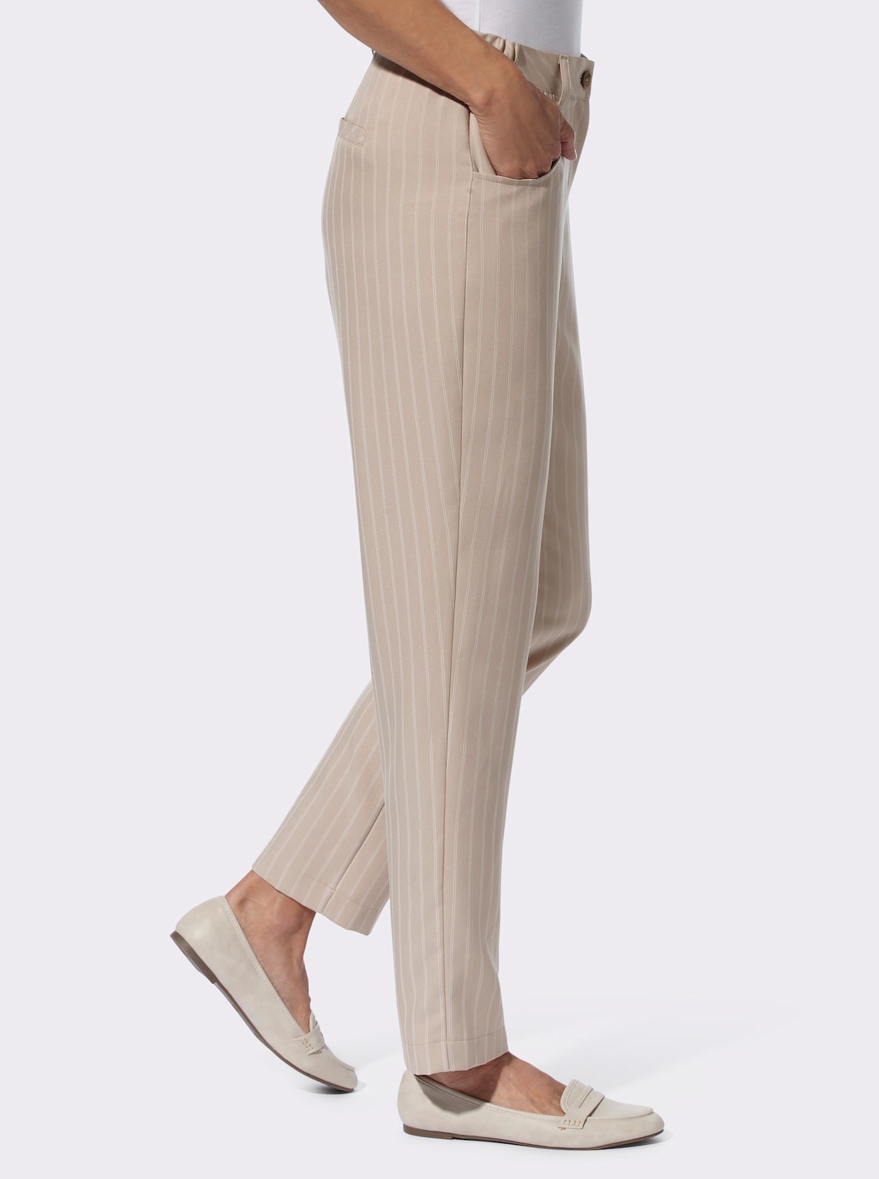 Hose - beige-ecru-gestreift