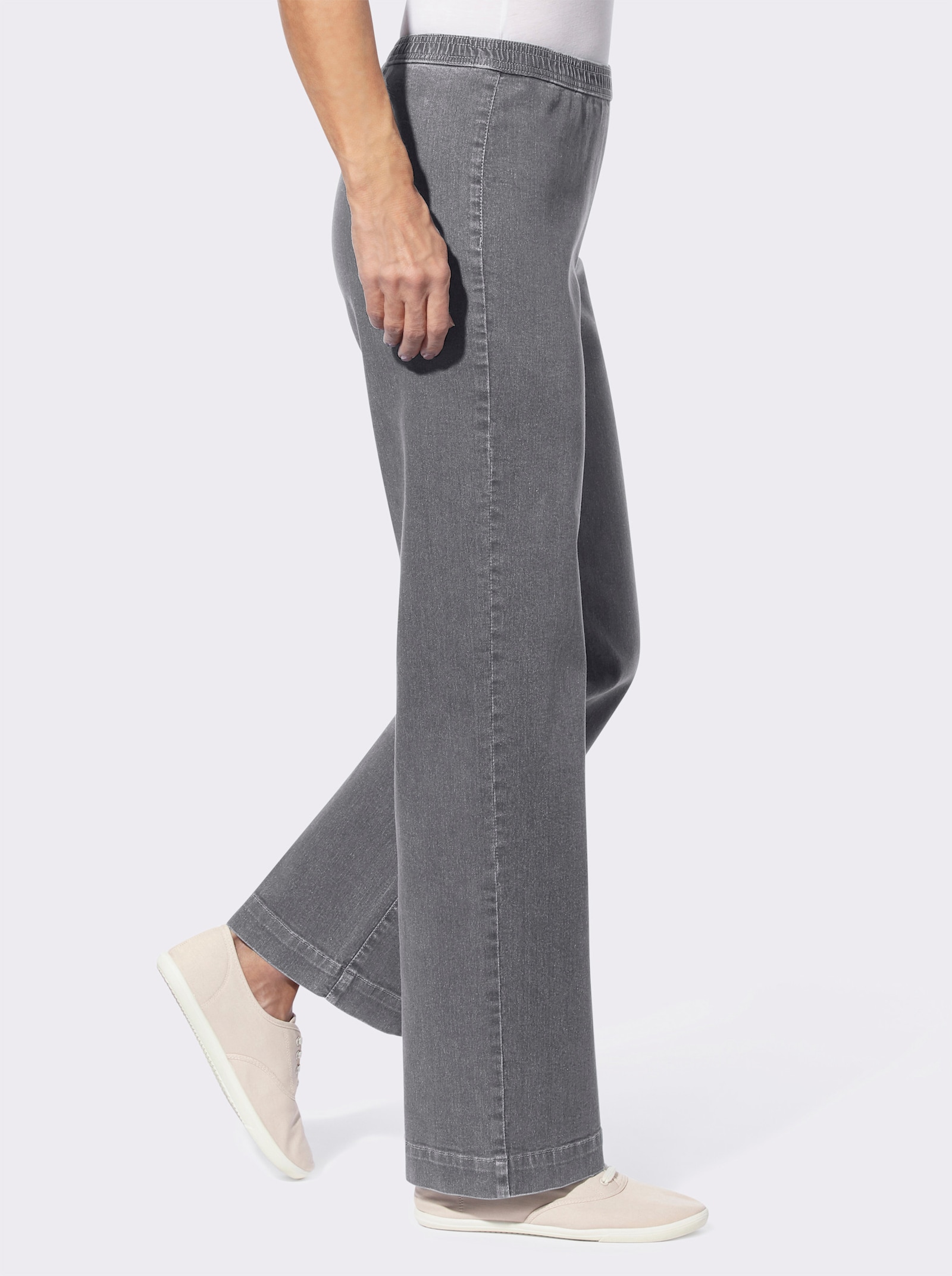 Comfortjeans met wijde pijpen - grey-denim