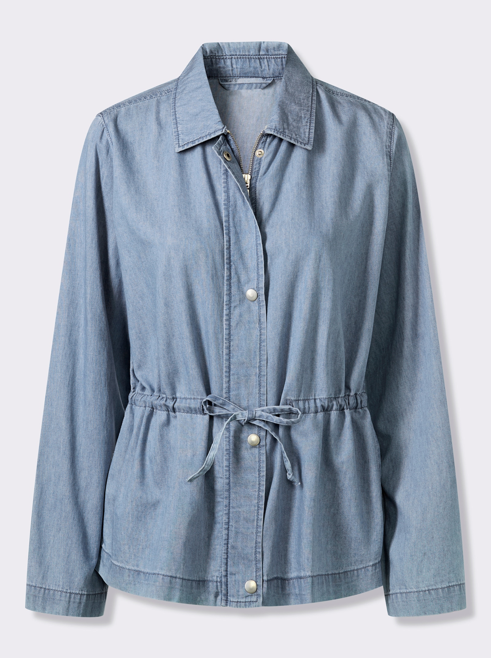 Džínová bunda se zapínáním na zip - bělená modrá