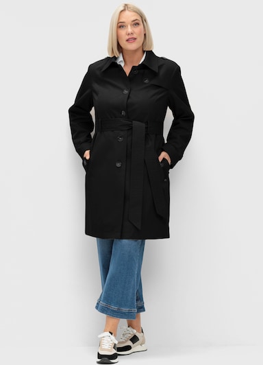 sheego Trenchcoat met schouderpat - zwart