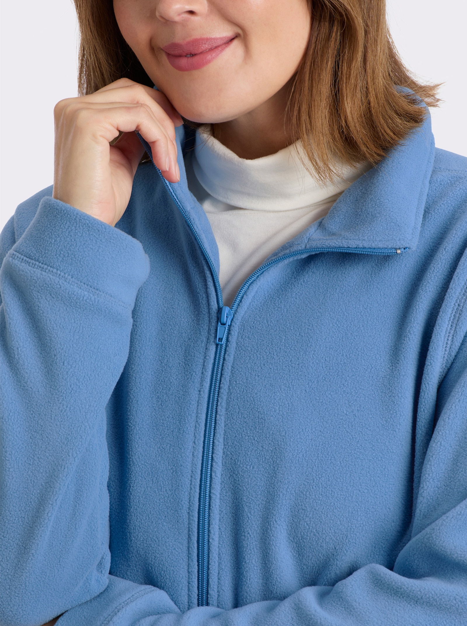 Fleecejacke Kordeldurchzug am Saum - jeansblau
