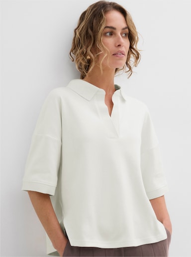 Poloshirt mit V-Ausschnitt - ecru