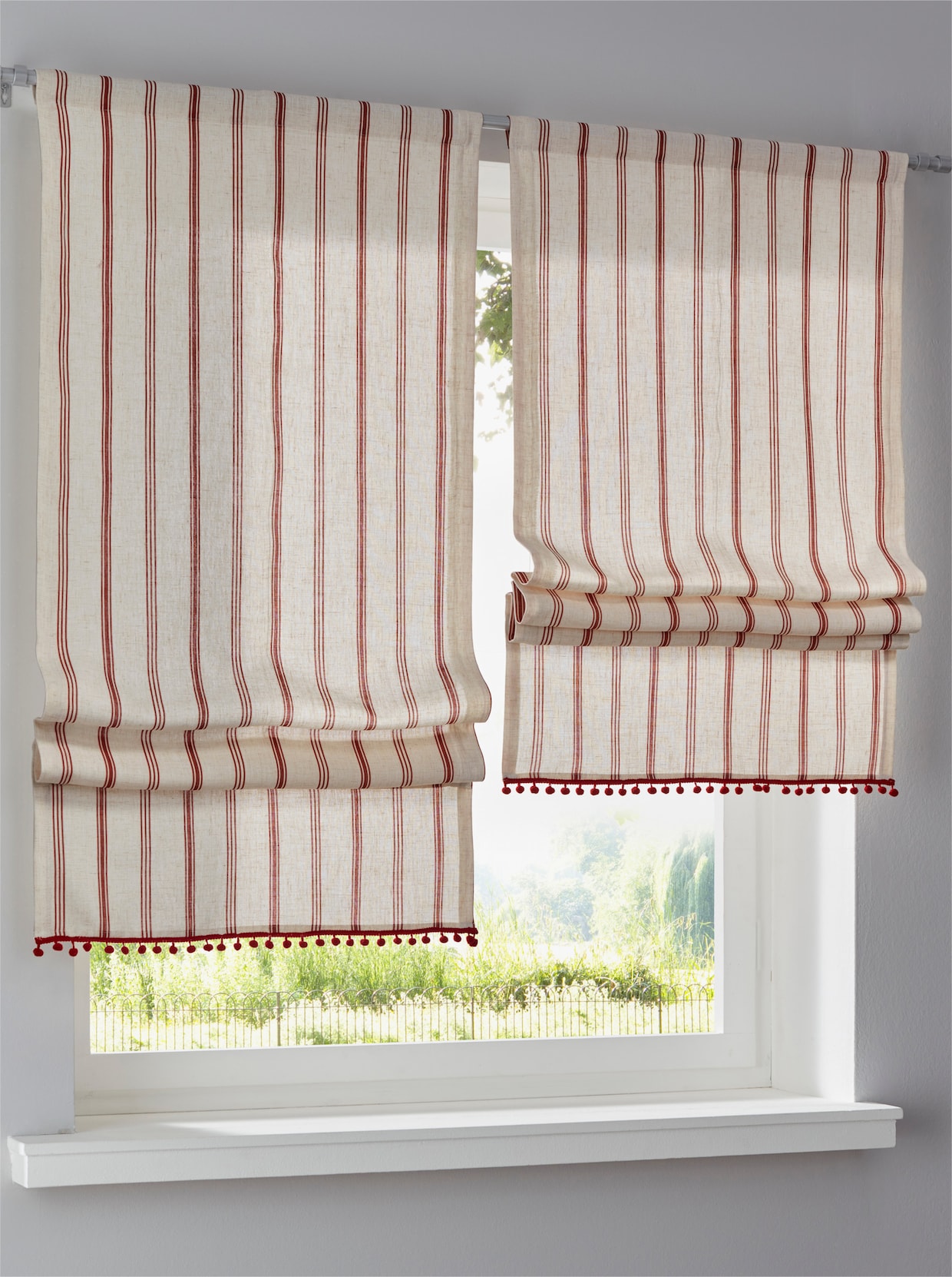 heine home vouwgordijn - naturel/rood