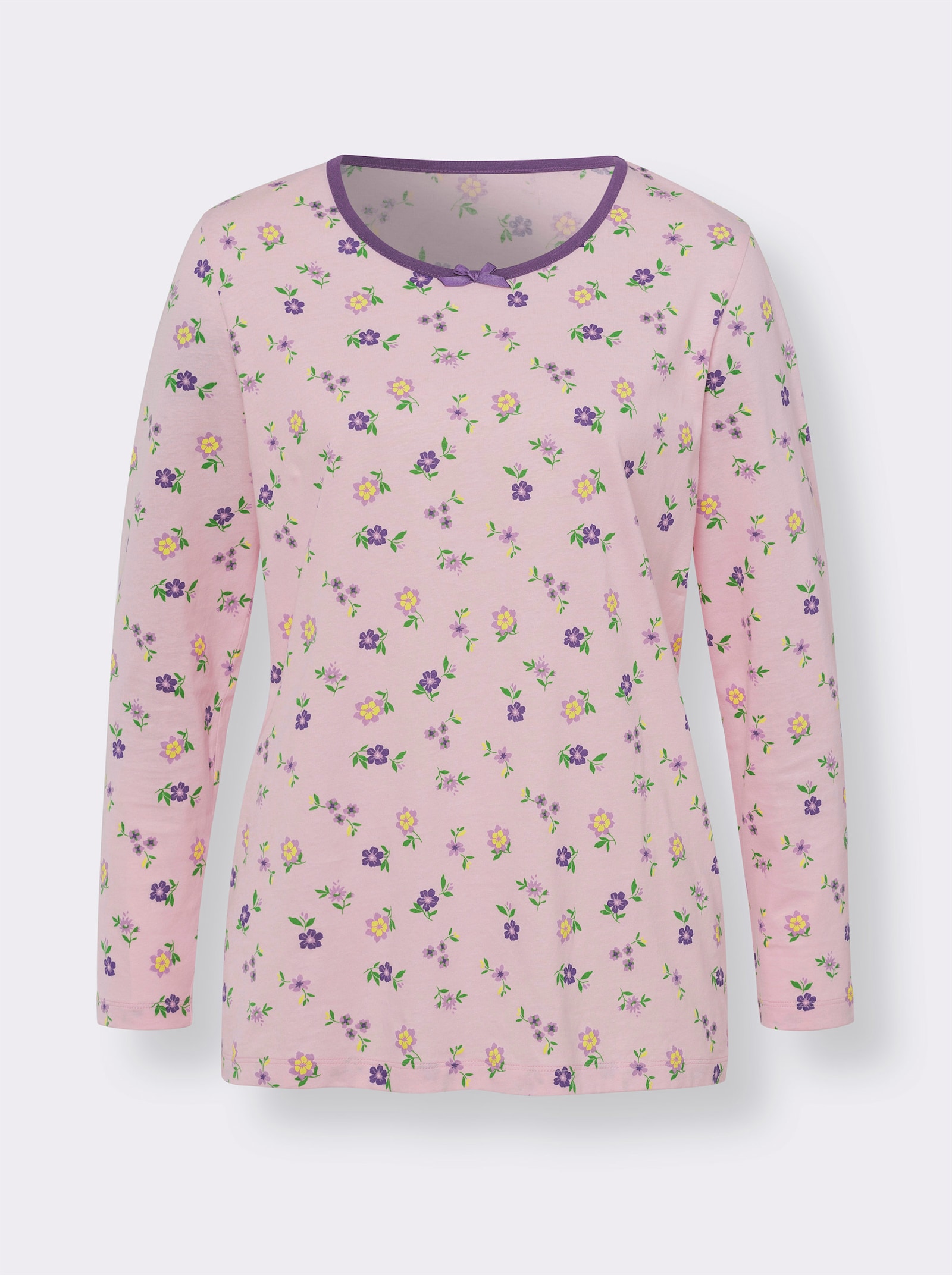 Pyžamo s kvet. vzorom - svetloružová-lila potlač