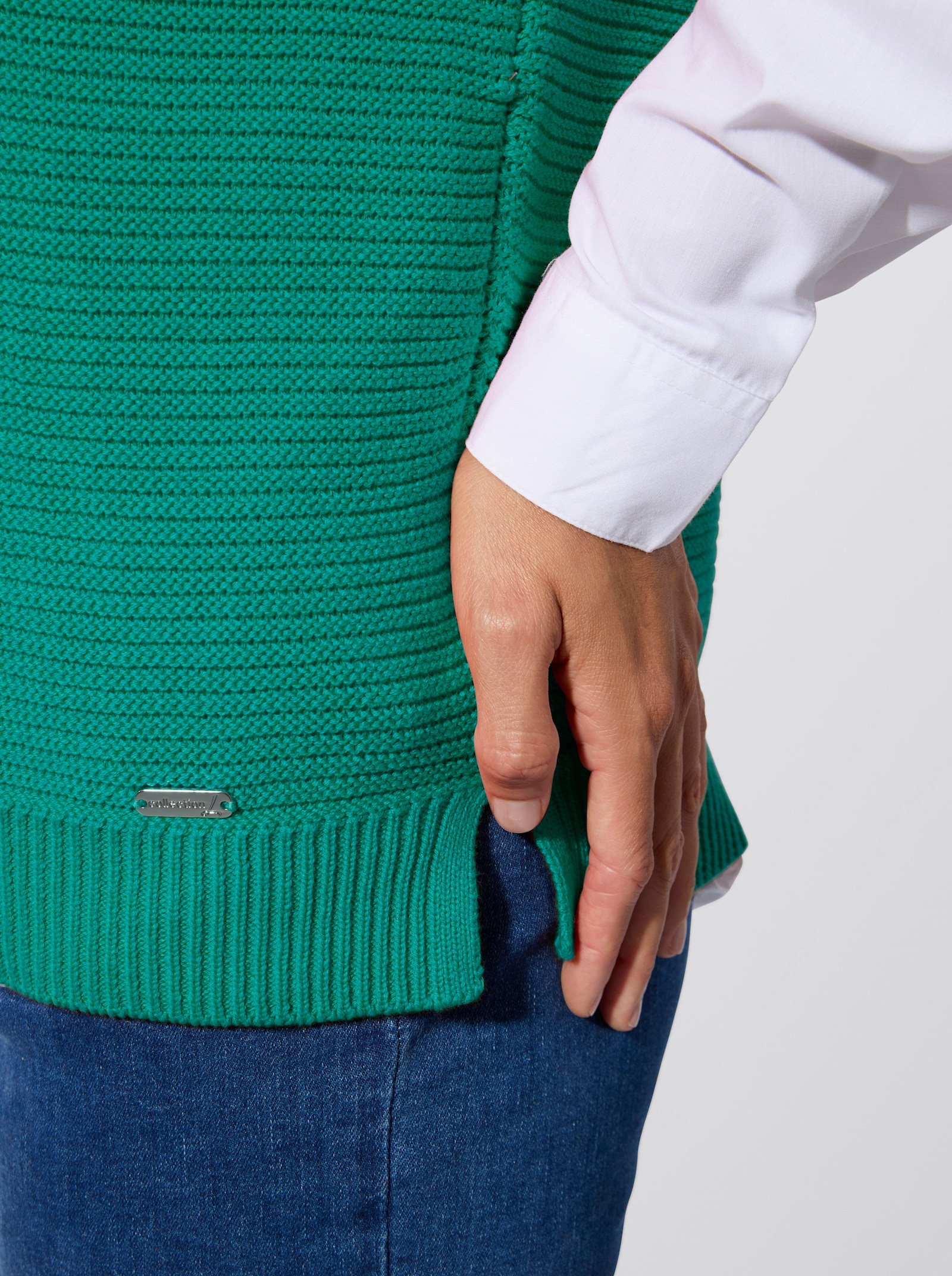 Pullunder im Ajour-Strickmuster-Mix - smaragd