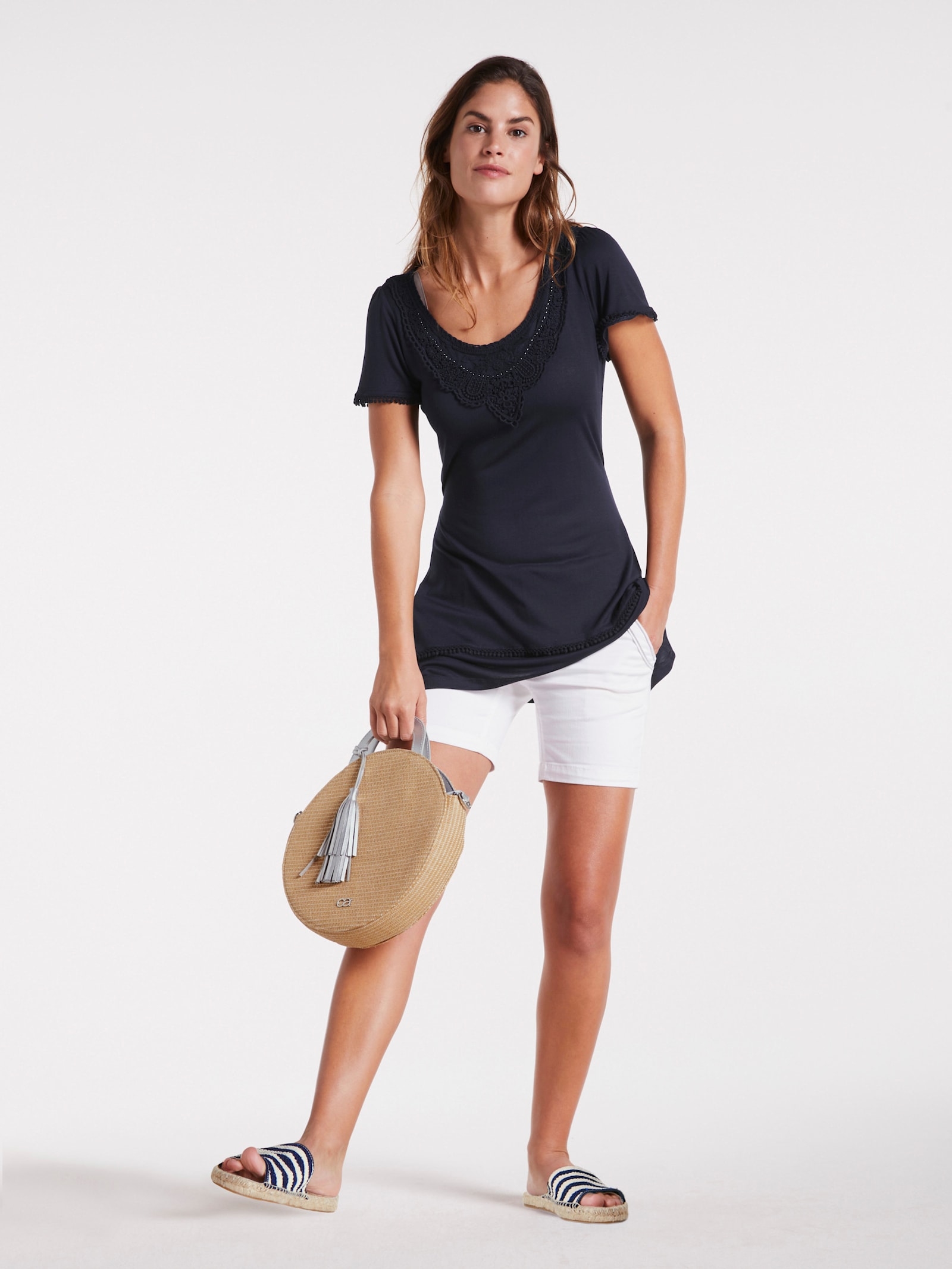 heine Longshirt mit Zipfelsaum - marine