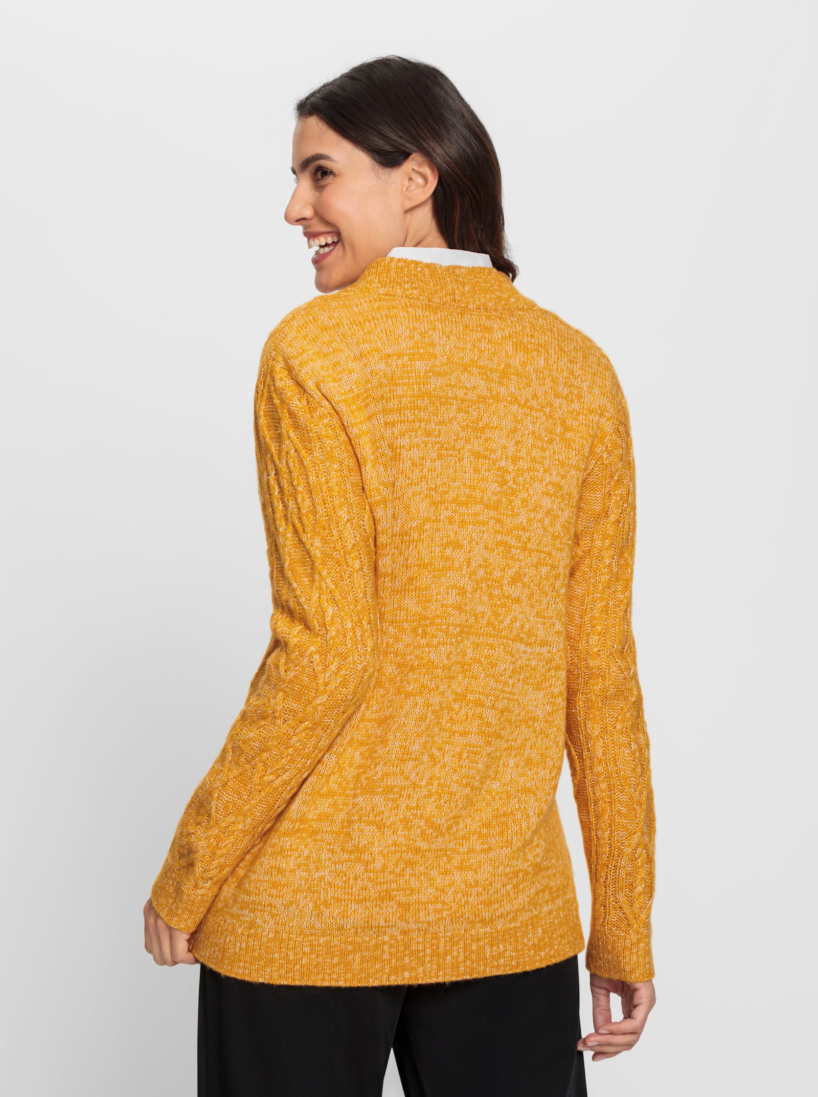 Vest van gemêleerd materiaal - oker gemêleerd