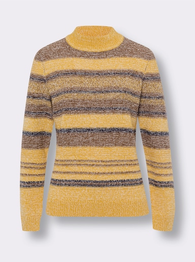 Svetr se stojáčkem z měkké melanžové příze - okrová-hnědá-melír