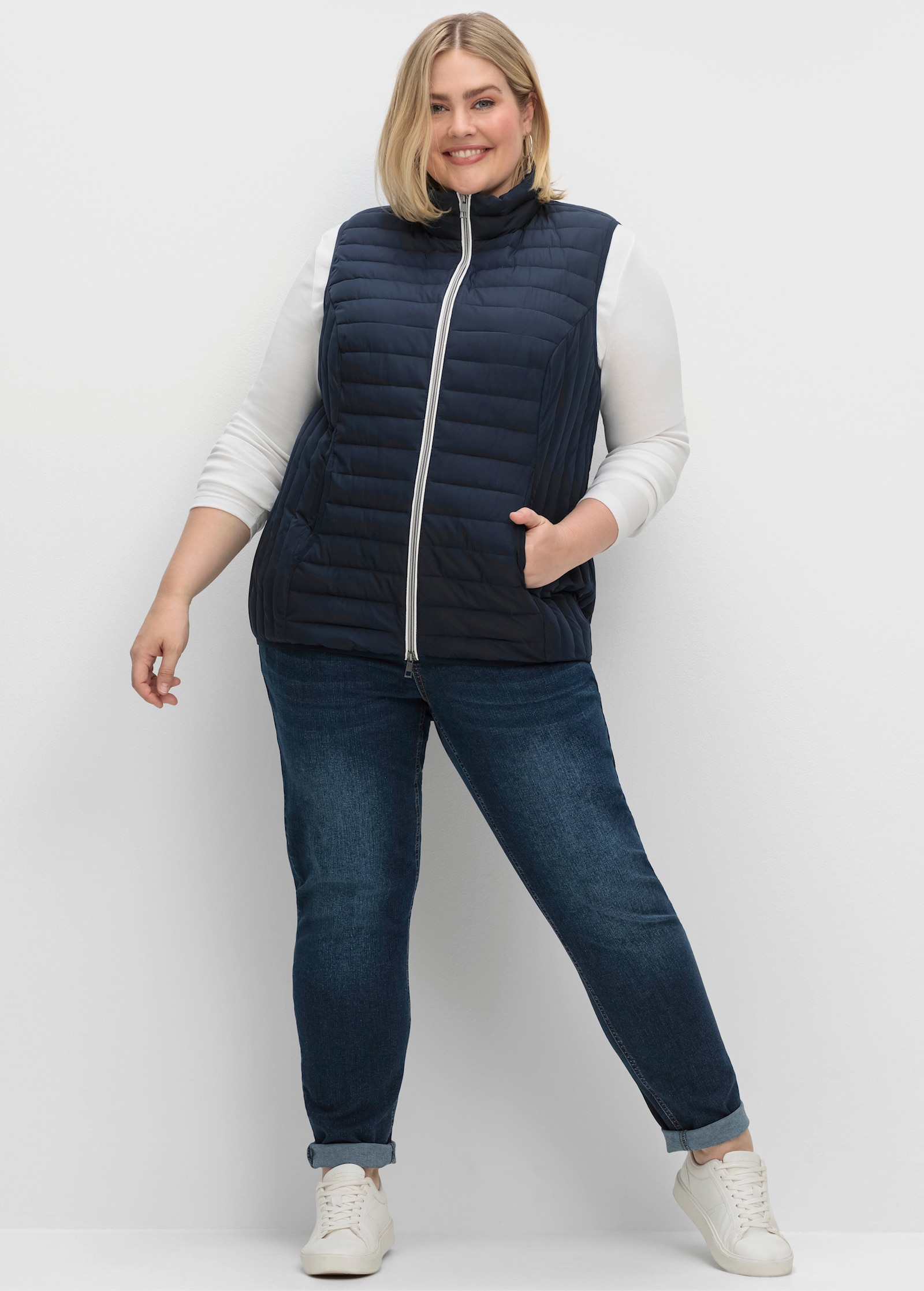 sheego Steppweste mit 2-Wege-Zipper - nachtblau