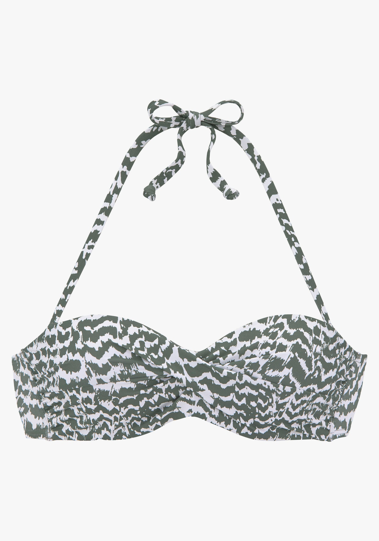 LASCANA haut de bikini bandeau à armatures - olive imprimé