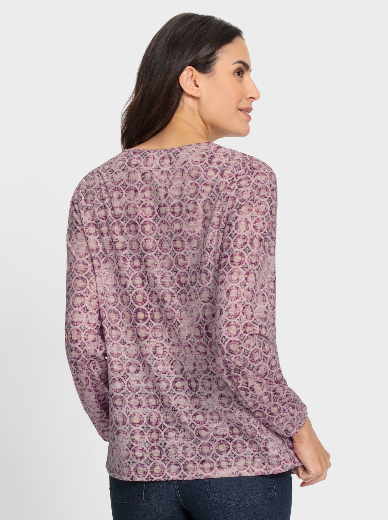 Shirt met print - ivoor/mauve bedrukt