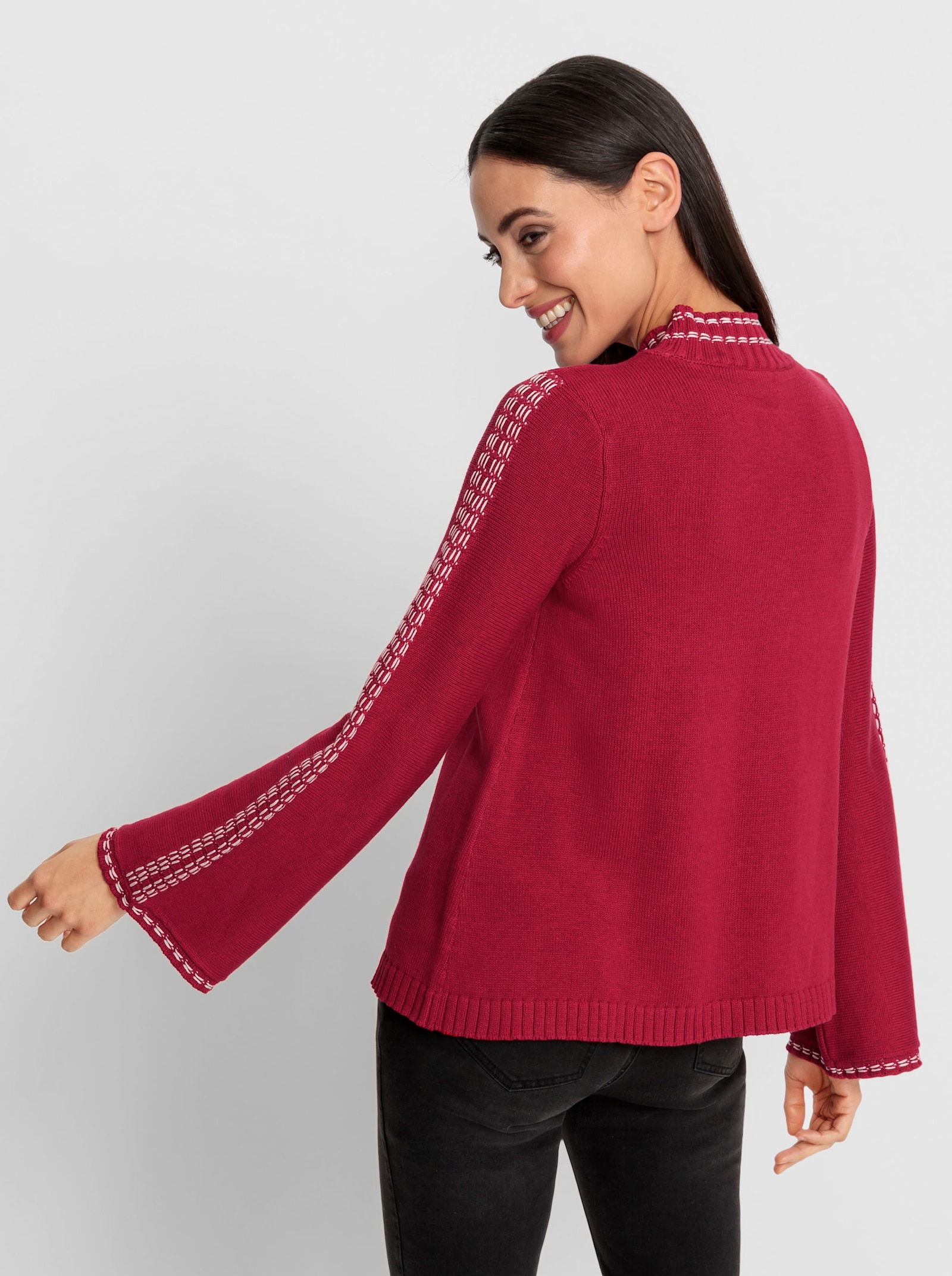 heine Stehkragenpullover mit Trompeten-Ärmeln - rot