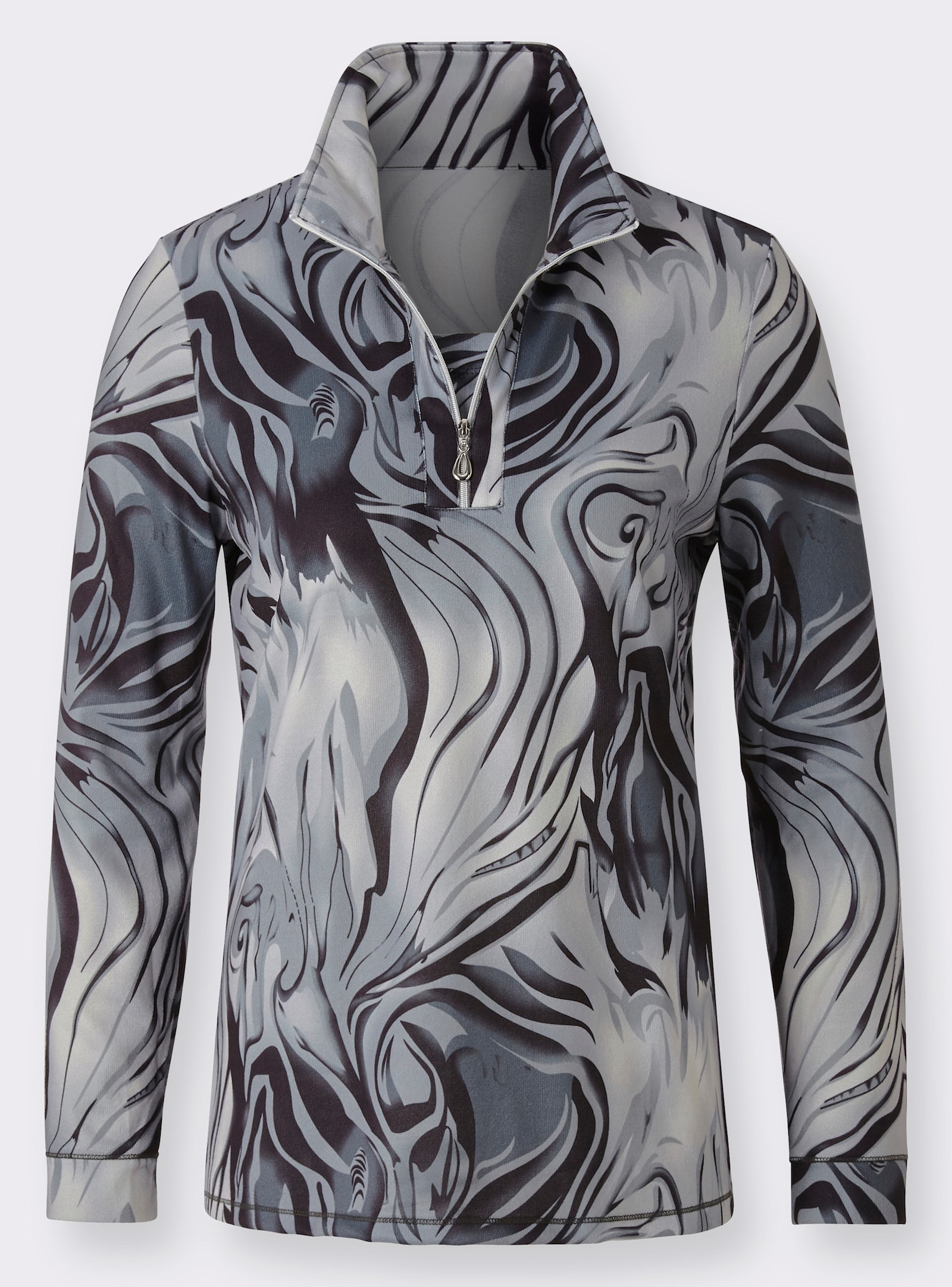 Poloshirt mit Stretch-Anteil - schwarz-bedruckt