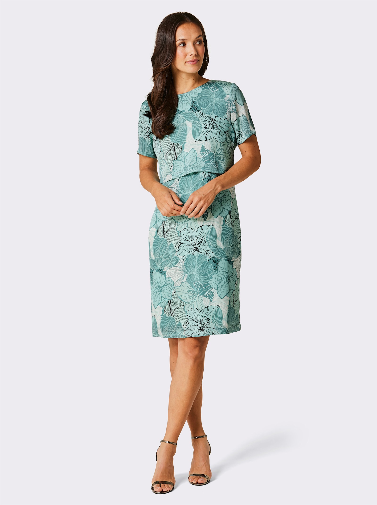 CREATION L PREMIUM Druckkleid in Seiden-Qualität - kalkmint-bedruckt