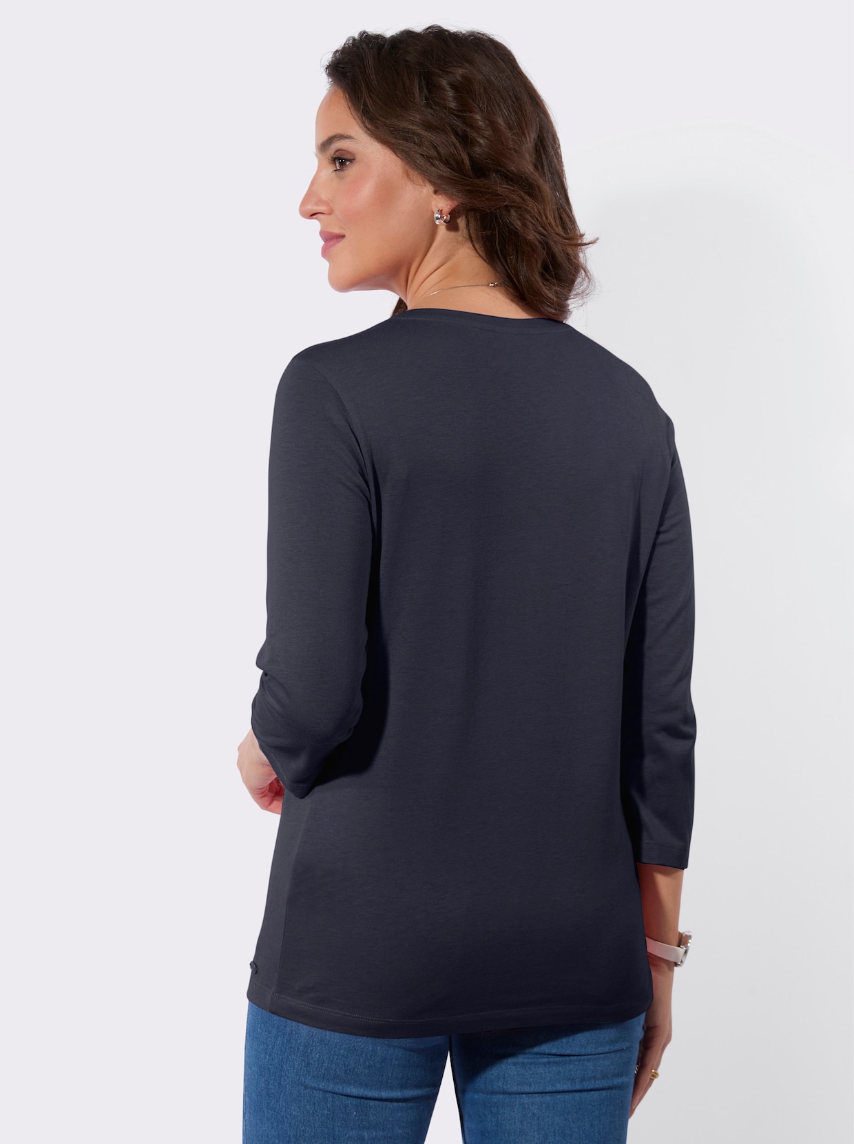 3/4-Arm-Shirt in 2-in-1-Optik - marine