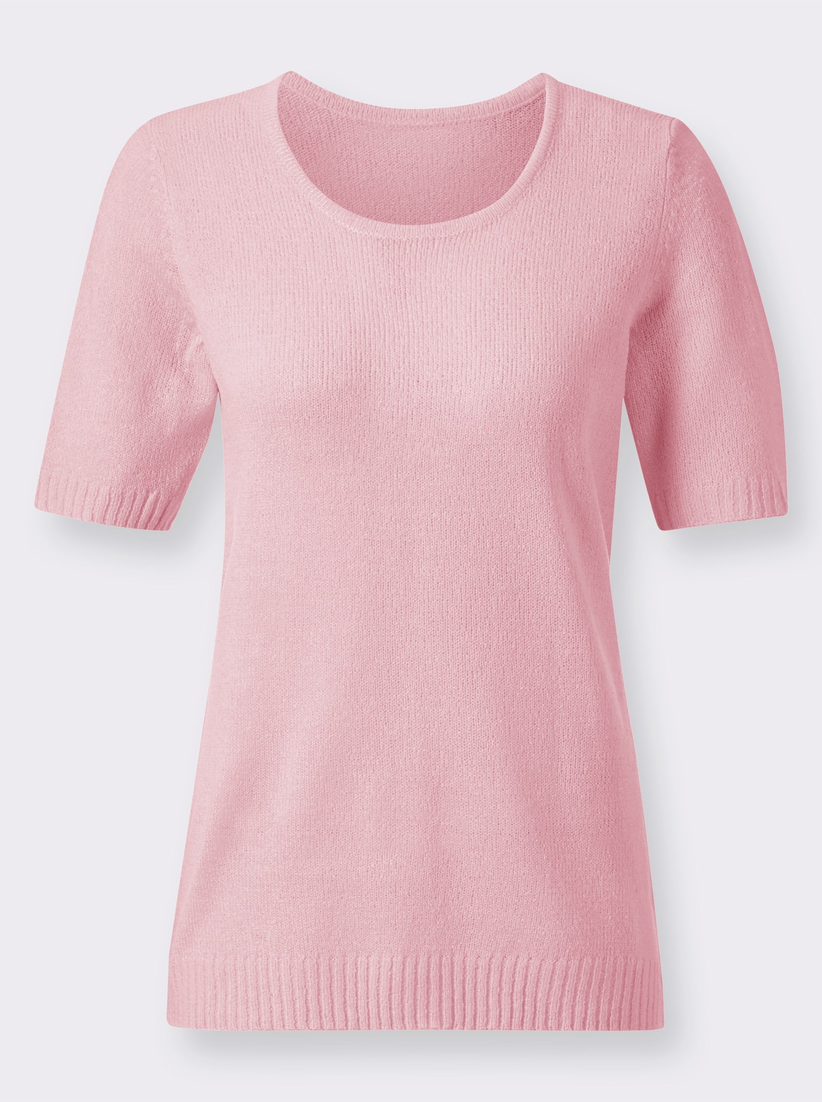 Rundhalspullover aus Feinbouclé - rosé