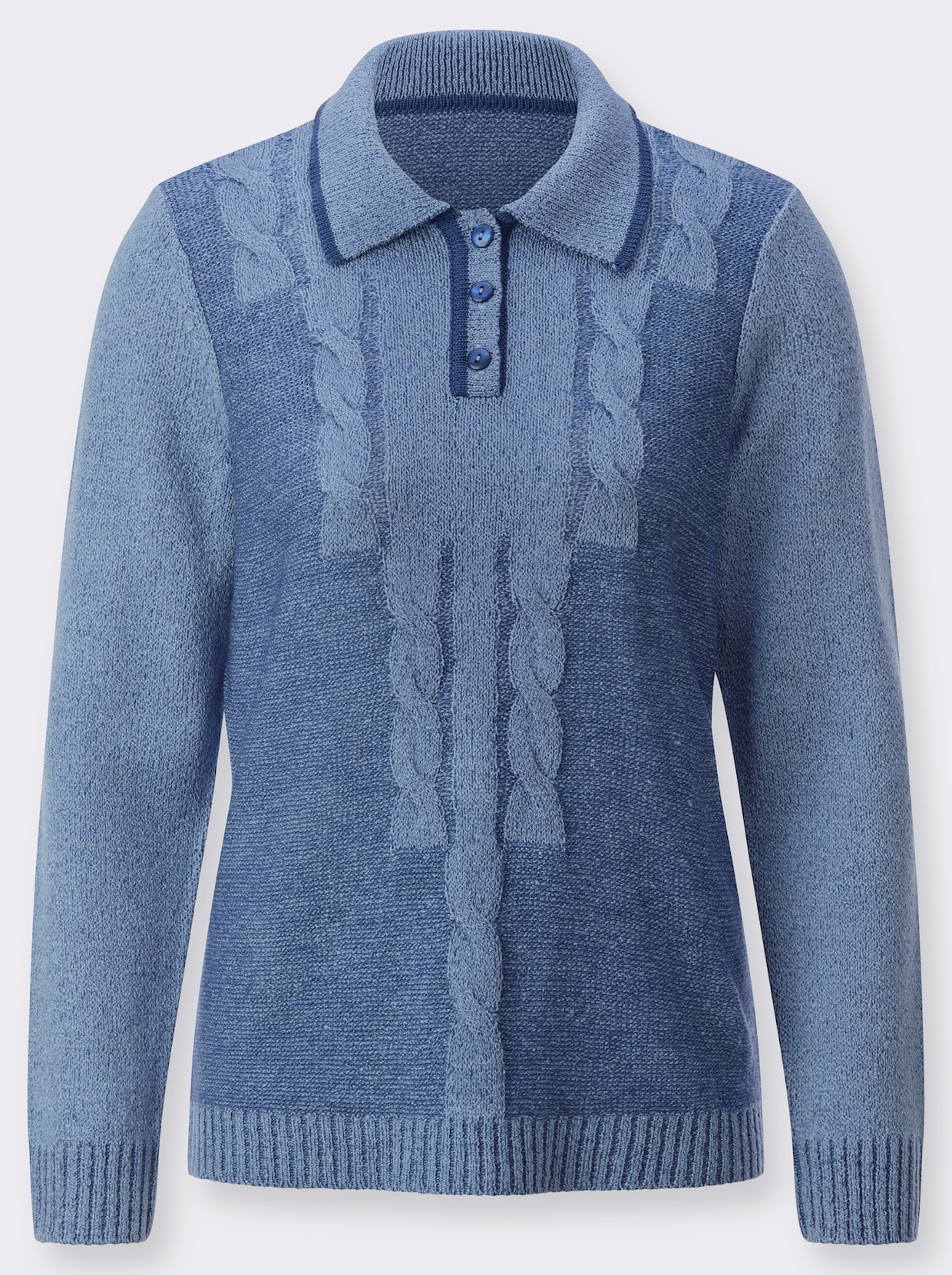 Bouclé-Pullover - bleu-meliert