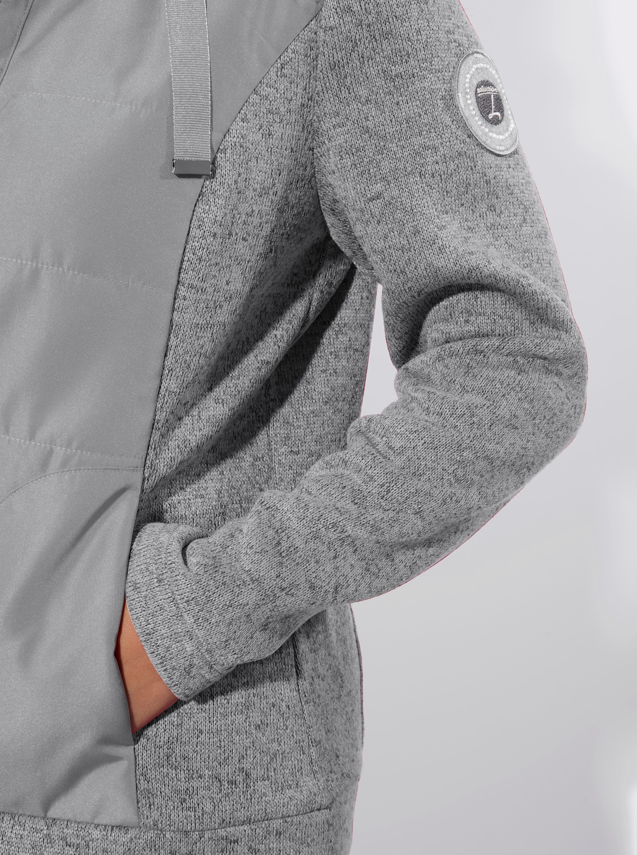 Shirtjacke - steingrau-meliert