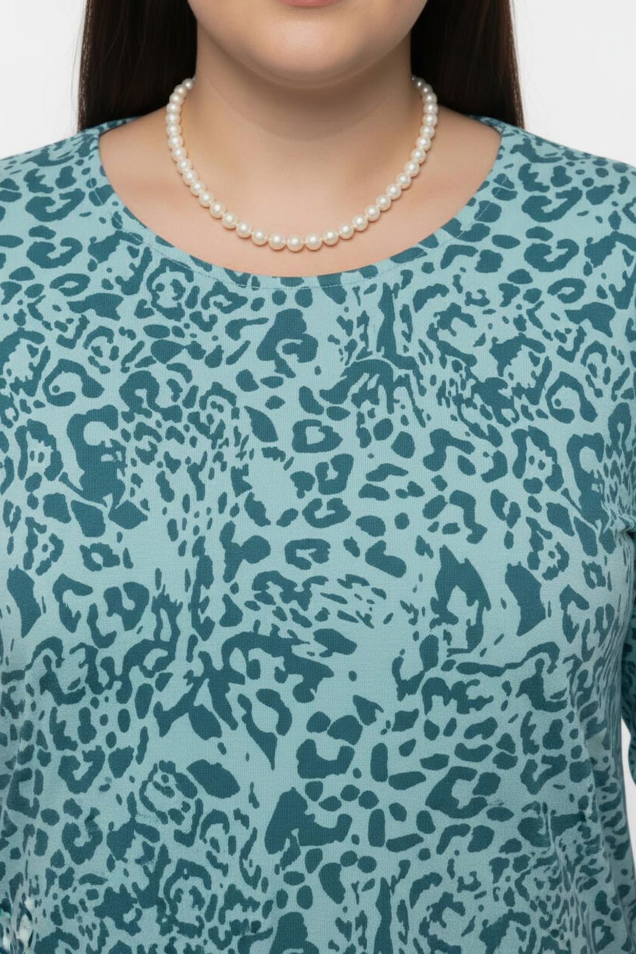 Longshirt mit Seitenschlitzen - aquamarin-bedruckt