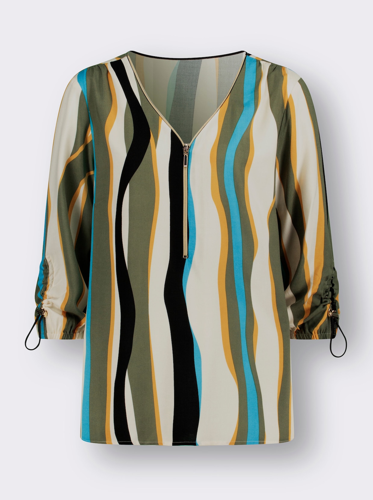 Blouse met print - kaki/oker bedrukt
